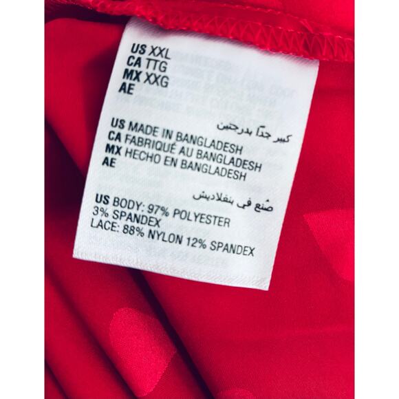 INC International Concepts Intimates Satin Slip Hearts Red and Pink XXL NWT - Picture 10 of 10